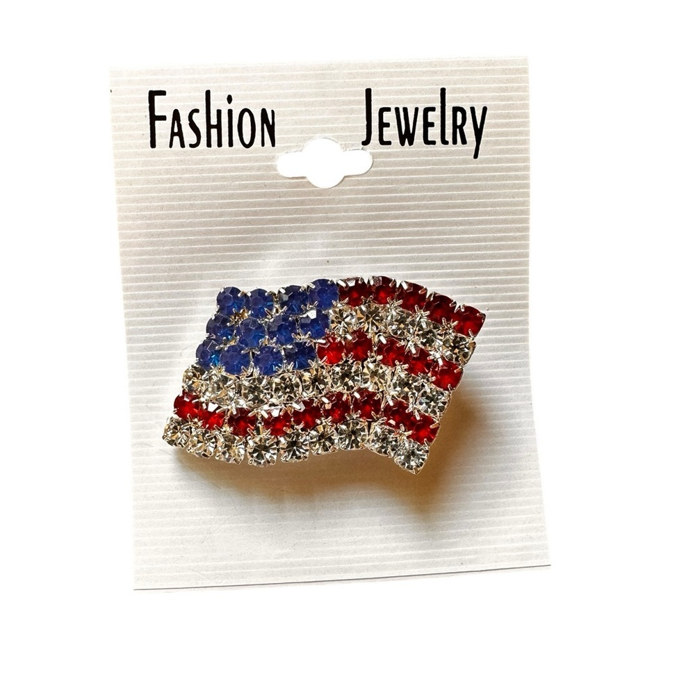 FREE WITH BUNDLE- Fashion Jewelry Red and Blue Patriotic Brooch​